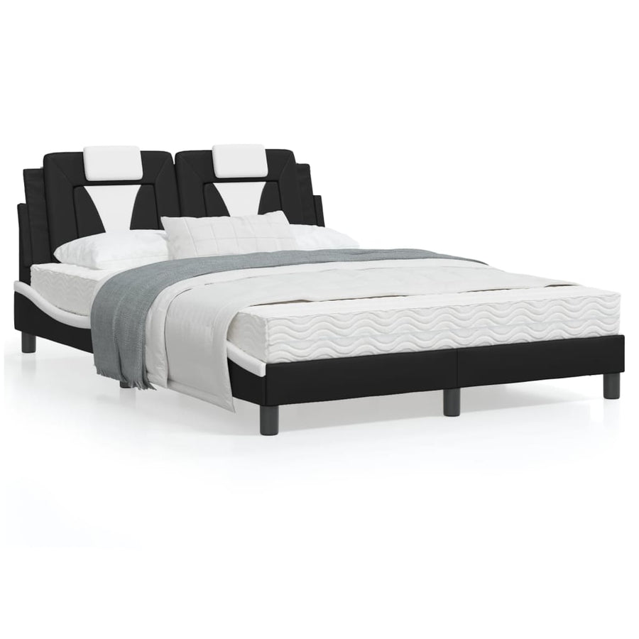Bedframe Met Hoofdbord Kunstleer Zwart En Wit 120X200 Cm