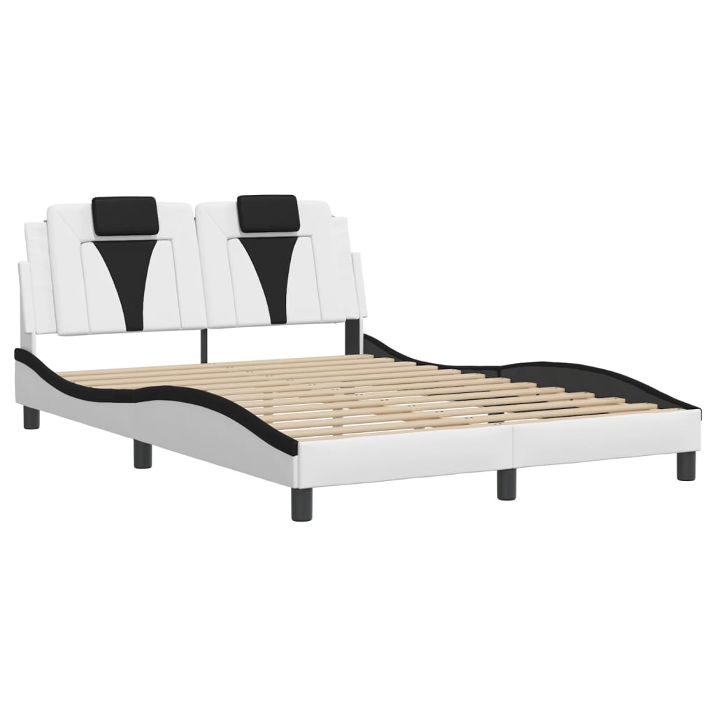 Bedframe Met Hoofdbord Kunstleer Zwart En Wit 120X200 Cm