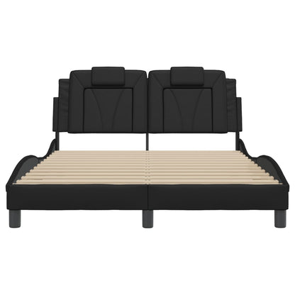 Bedframe met hoofdeind kunstleer zwart 140x190 cm