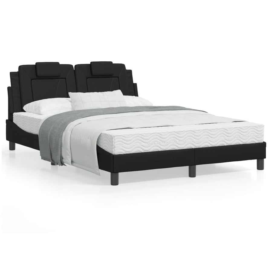 Bedframe met hoofdeind kunstleer zwart 140x190 cm