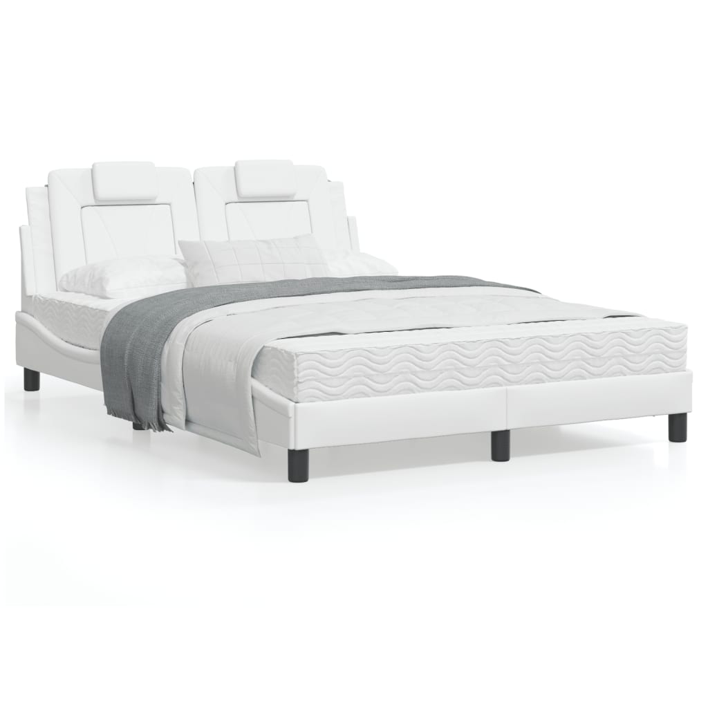 Bedframe met hoofdbord kunstleer wit 140x190 cm