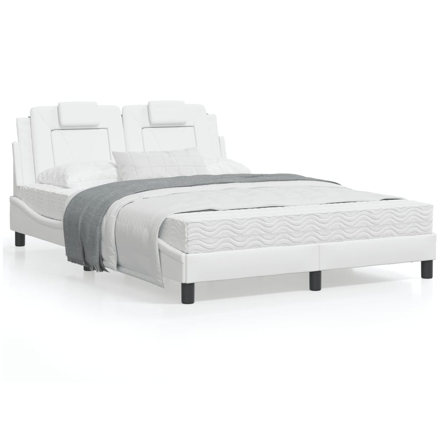 Bedframe met hoofdbord kunstleer wit 140x190 cm