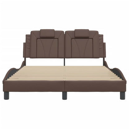 Bedframe met hoofdbord kunstleer bruin 140x190 cm