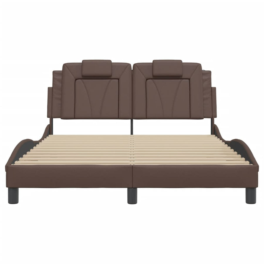 Bedframe met hoofdbord kunstleer bruin 140x190 cm