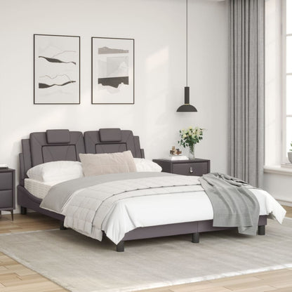 Bedframe met hoofdbord kunstleer grijs 140x190 cm