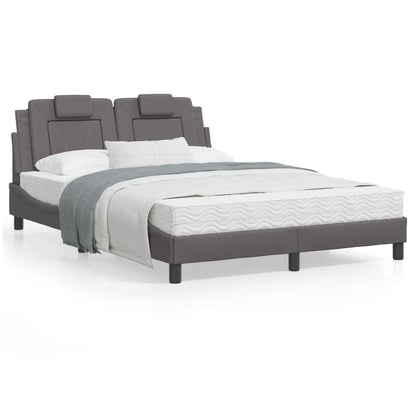 Bedframe met hoofdbord kunstleer grijs 140x190 cm