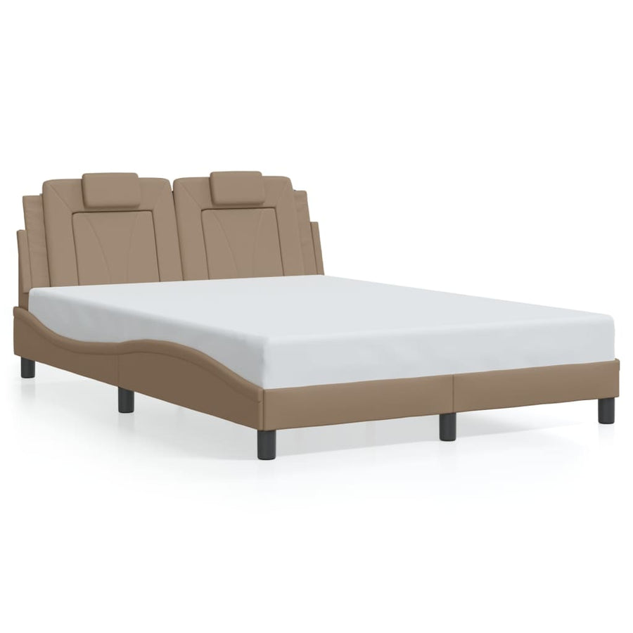Bedframe "Viana" zonder matras kunstleer cappucinnokleurig 140x190 cm