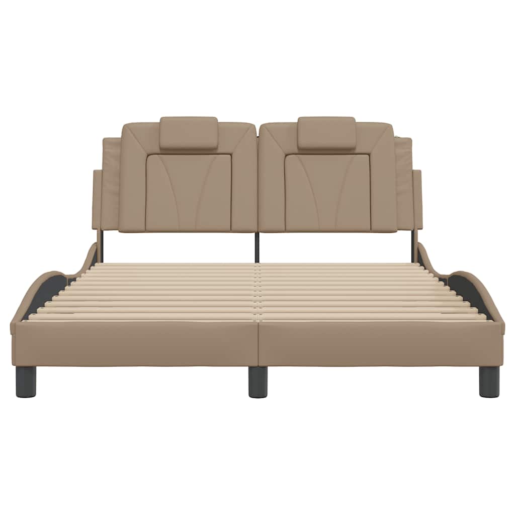Bedframe "Viana" zonder matras kunstleer cappucinnokleurig 140x190 cm