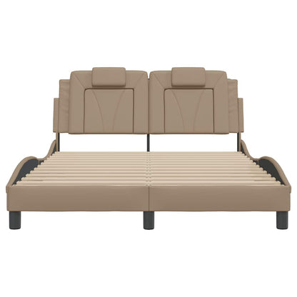 Bedframe "Viana" zonder matras kunstleer cappucinnokleurig 140x190 cm