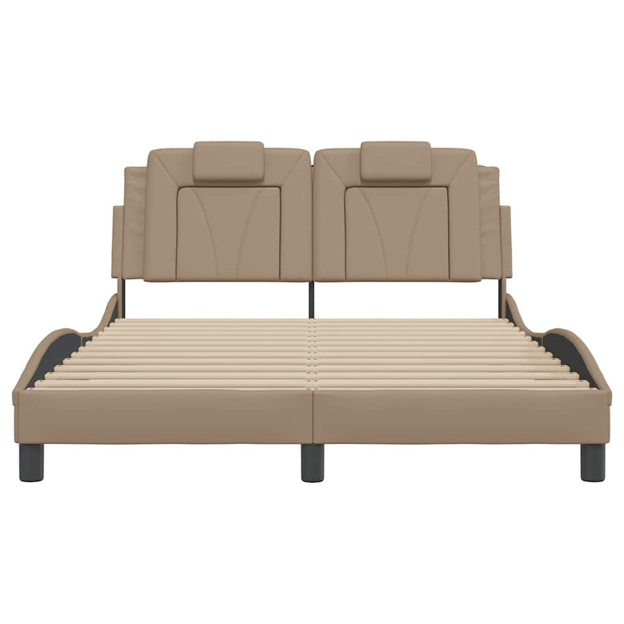 Bedframe "Viana" zonder matras kunstleer cappucinnokleurig 140x190 cm