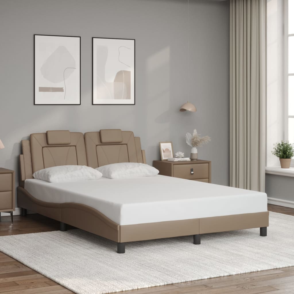 Bedframe "Viana" zonder matras kunstleer cappucinnokleurig 140x190 cm