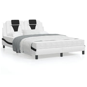 Bedframe 140x190 cm kunstleer wit zwart