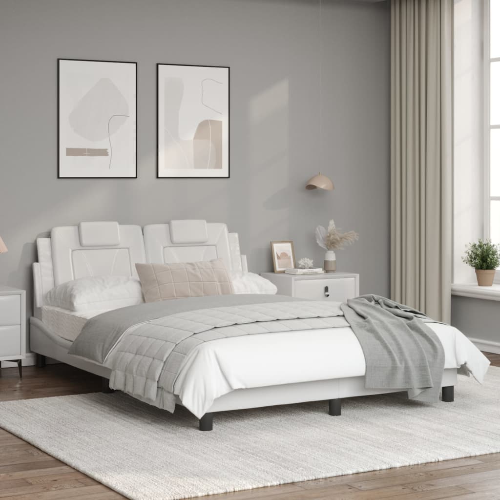 Bedframe met hoofdbord kunstleer wit 140x200 cm