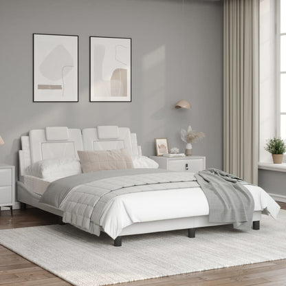 Bedframe met hoofdbord kunstleer wit 140x200 cm