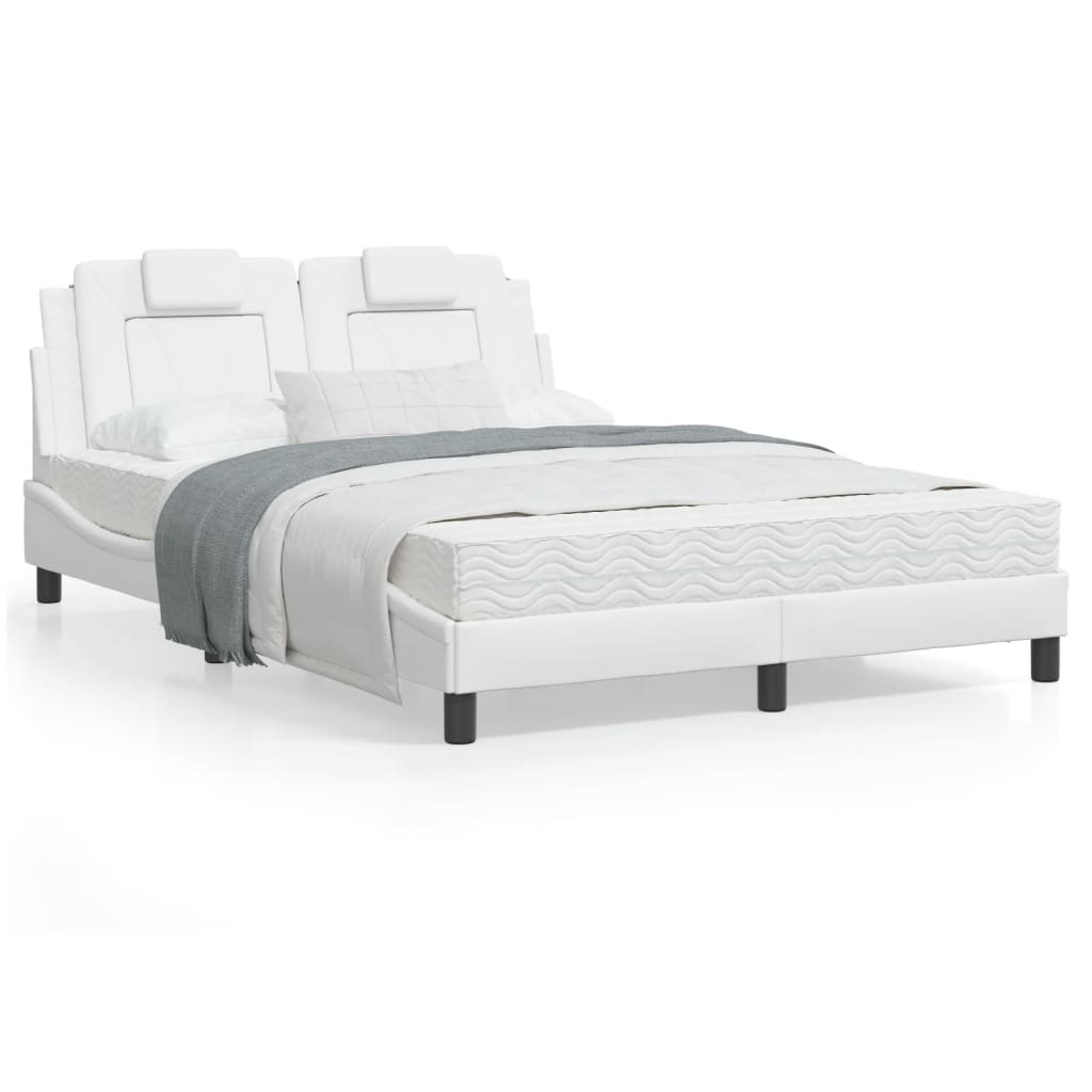 Bedframe met hoofdbord kunstleer wit 140x200 cm
