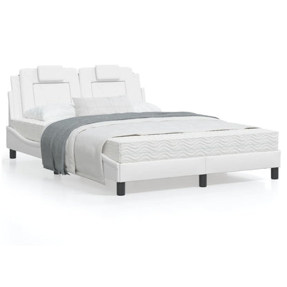 Bedframe met hoofdbord kunstleer wit 140x200 cm