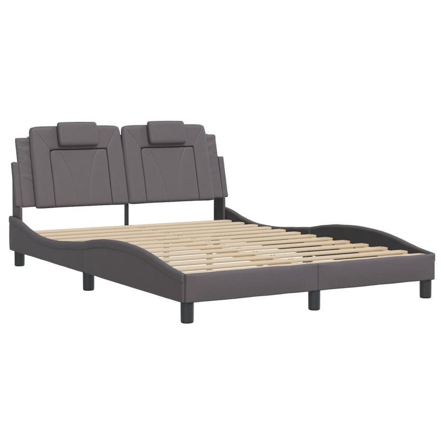 Bedframe met hoofdbord kunstleer grijs 140x200 cm
