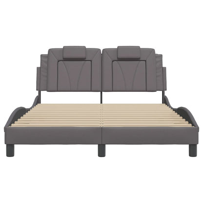 Bedframe met hoofdbord kunstleer grijs 140x200 cm