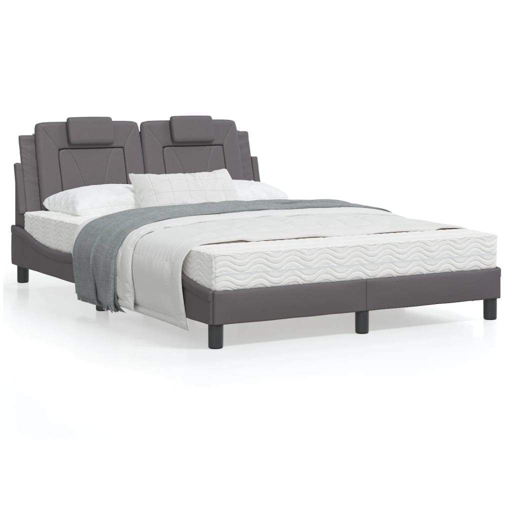 Bedframe met hoofdbord kunstleer grijs 140x200 cm