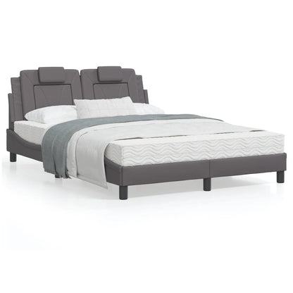 Bedframe met hoofdbord kunstleer grijs 140x200 cm