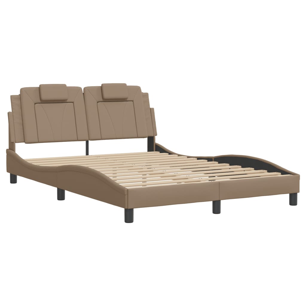 Bedframe "Viana" zonder matras kunstleer cappuccinokleurig 140x200 cm