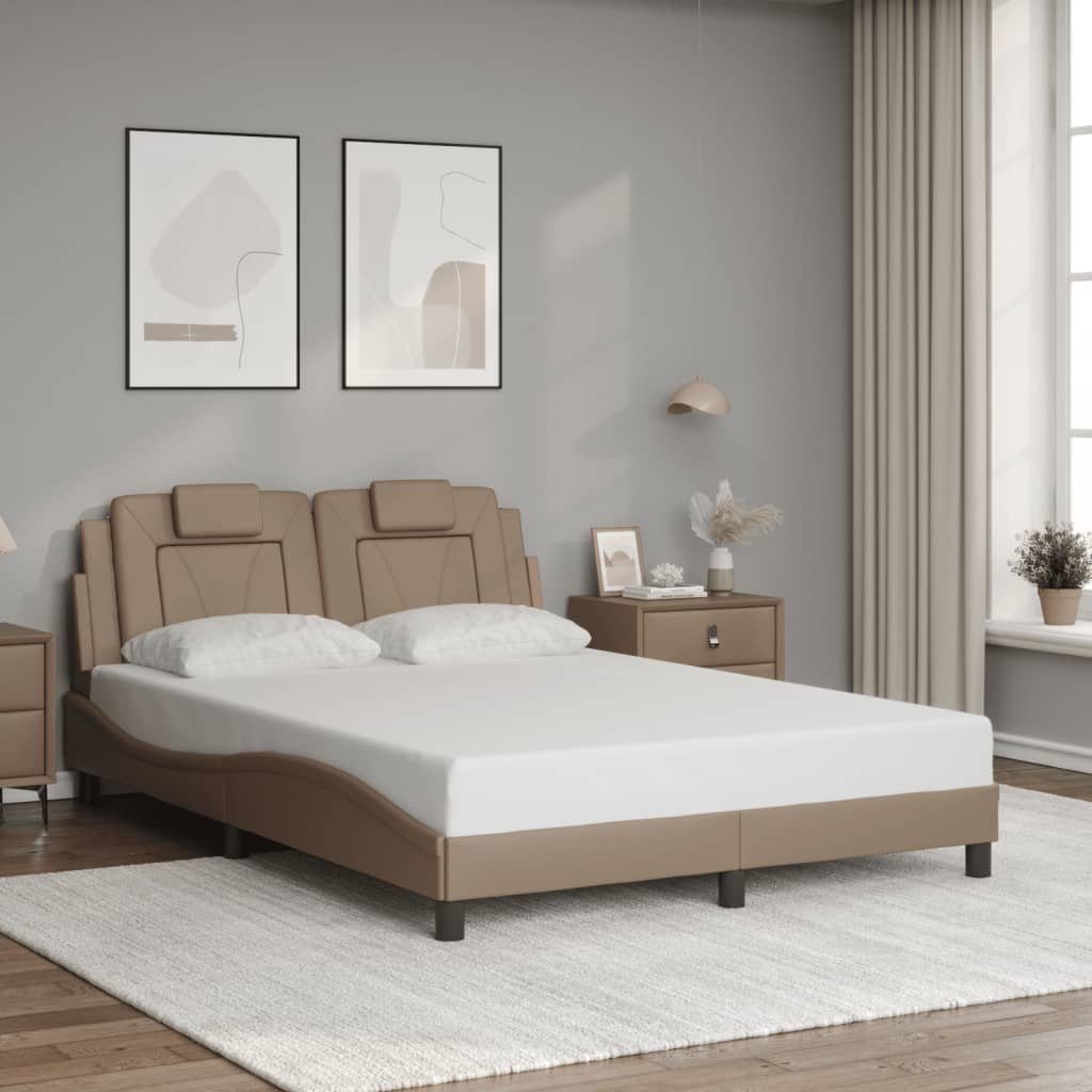 Bedframe "Viana" zonder matras kunstleer cappuccinokleurig 140x200 cm