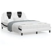 Bed frame "Viana" without mattress, faux leather, black and white, 140x200 cm