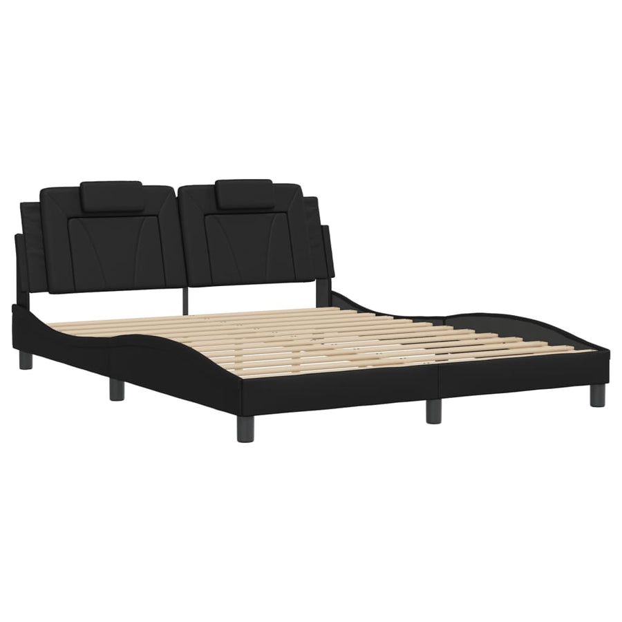 Bedframe met hoofdbord kunstleer zwart 160x200 cm