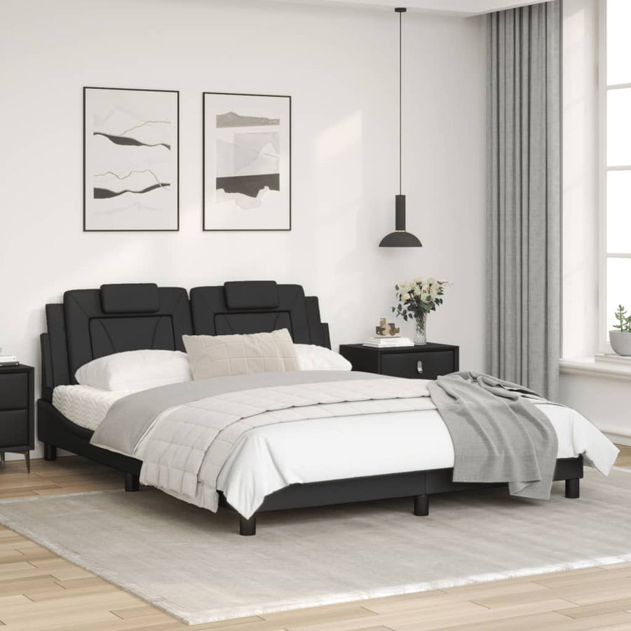 Bedframe met hoofdbord kunstleer zwart 160x200 cm