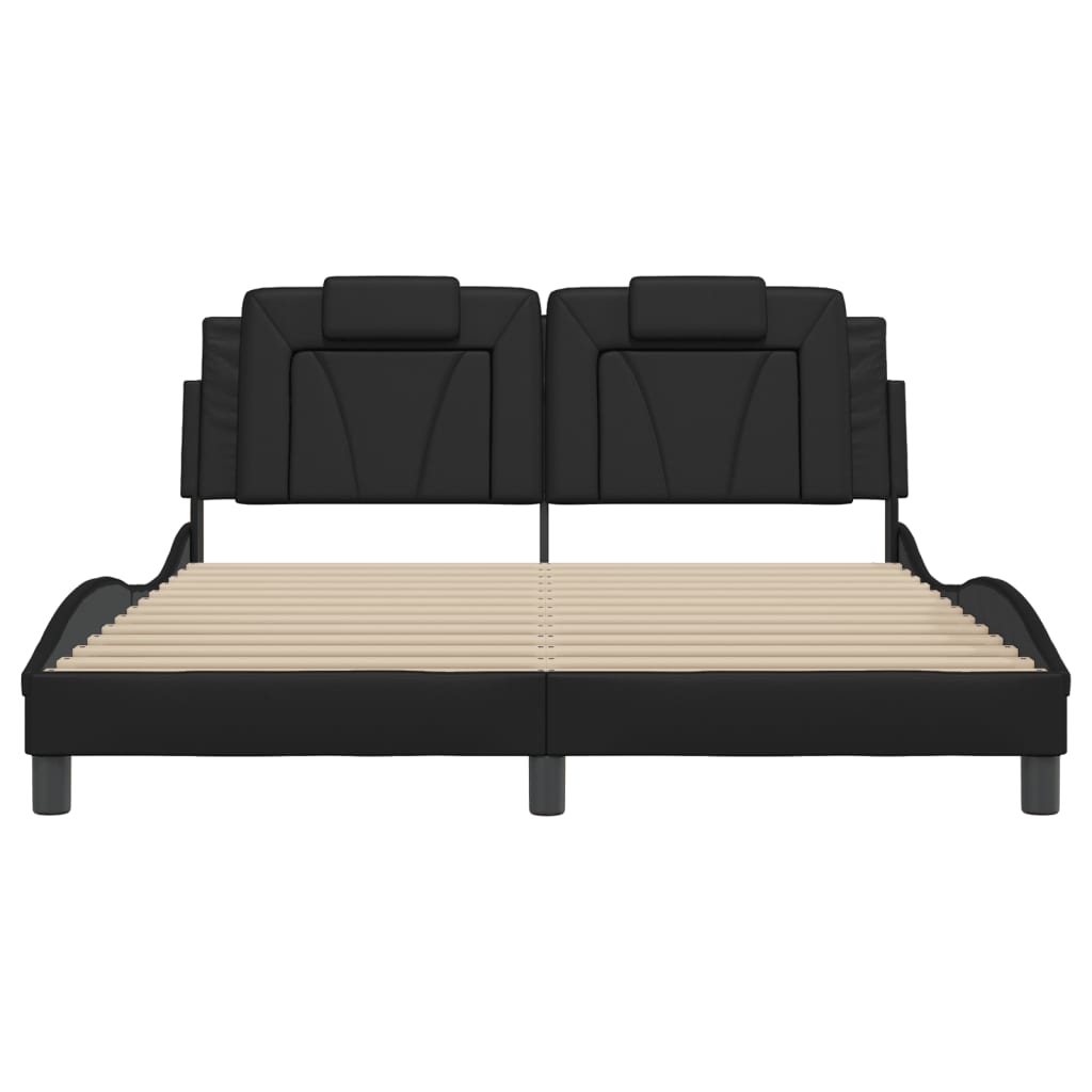 Bedframe met hoofdbord kunstleer zwart 160x200 cm