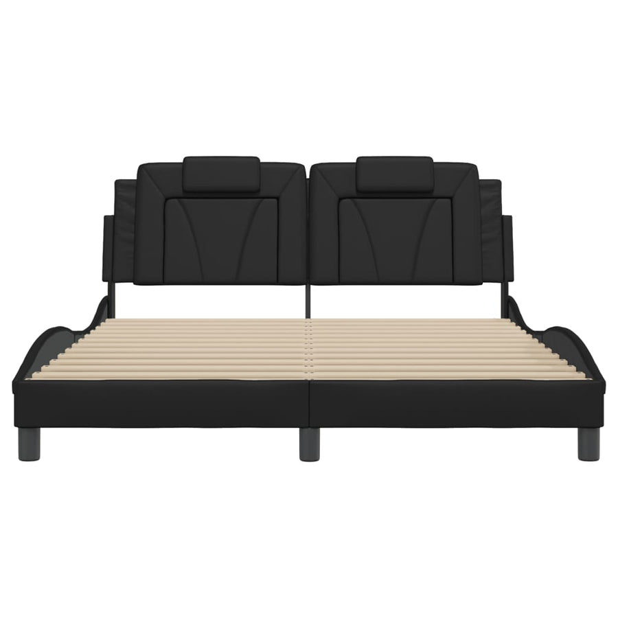 Bedframe met hoofdbord kunstleer zwart 160x200 cm