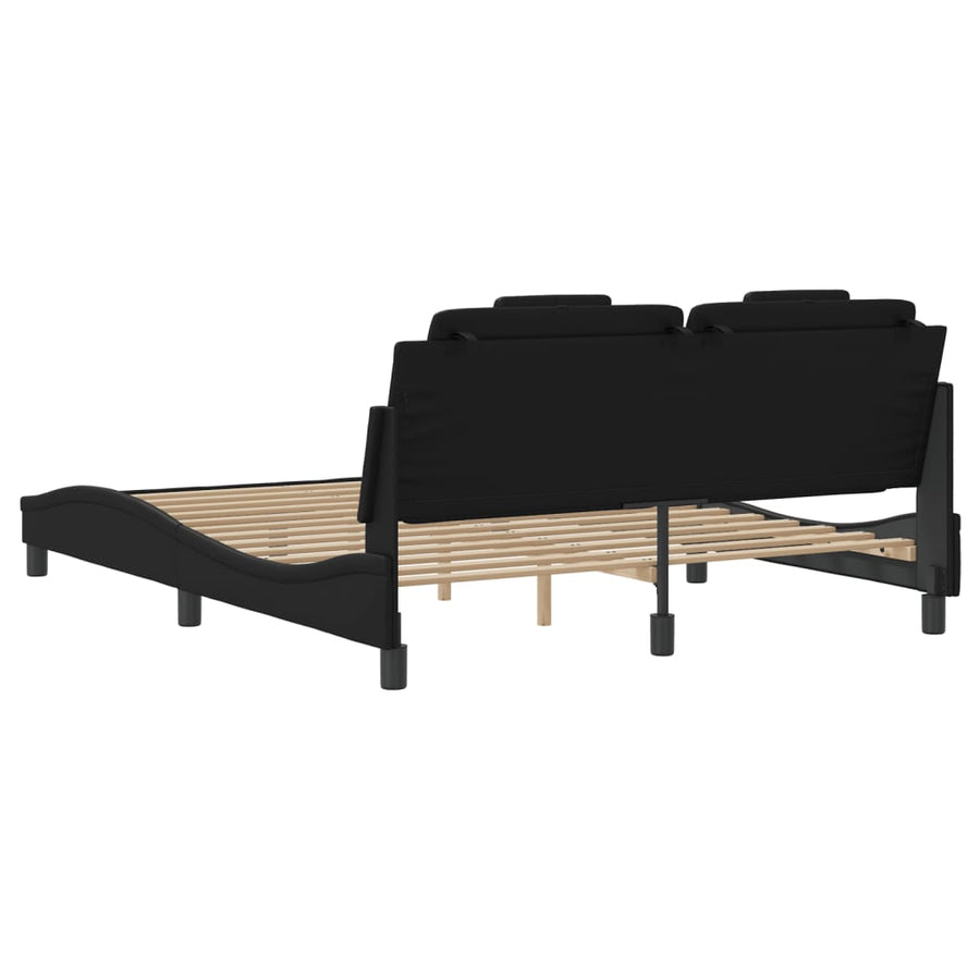 Bedframe met hoofdbord kunstleer zwart 160x200 cm