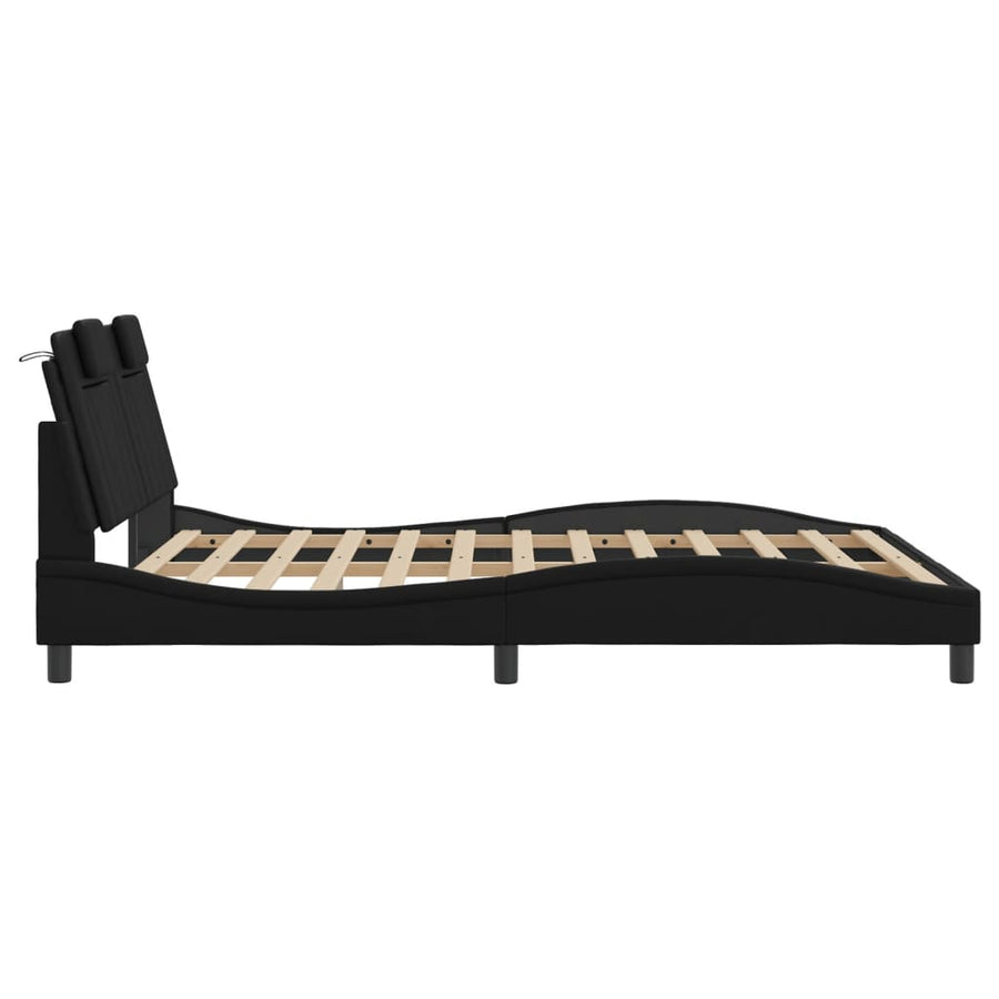 Bedframe met hoofdbord kunstleer zwart 160x200 cm