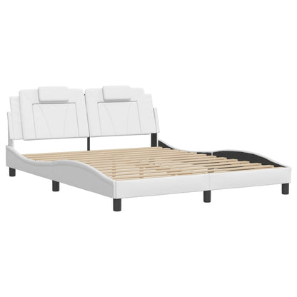 Bedframe met hoofdbord kunstleer wit 160x200 cm