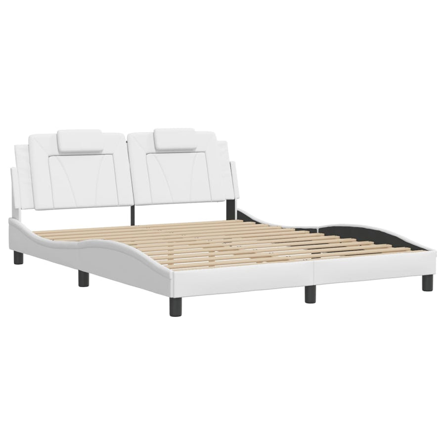 Bedframe met hoofdbord kunstleer wit 160x200 cm