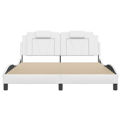 Bedframe met hoofdbord kunstleer wit 160x200 cm