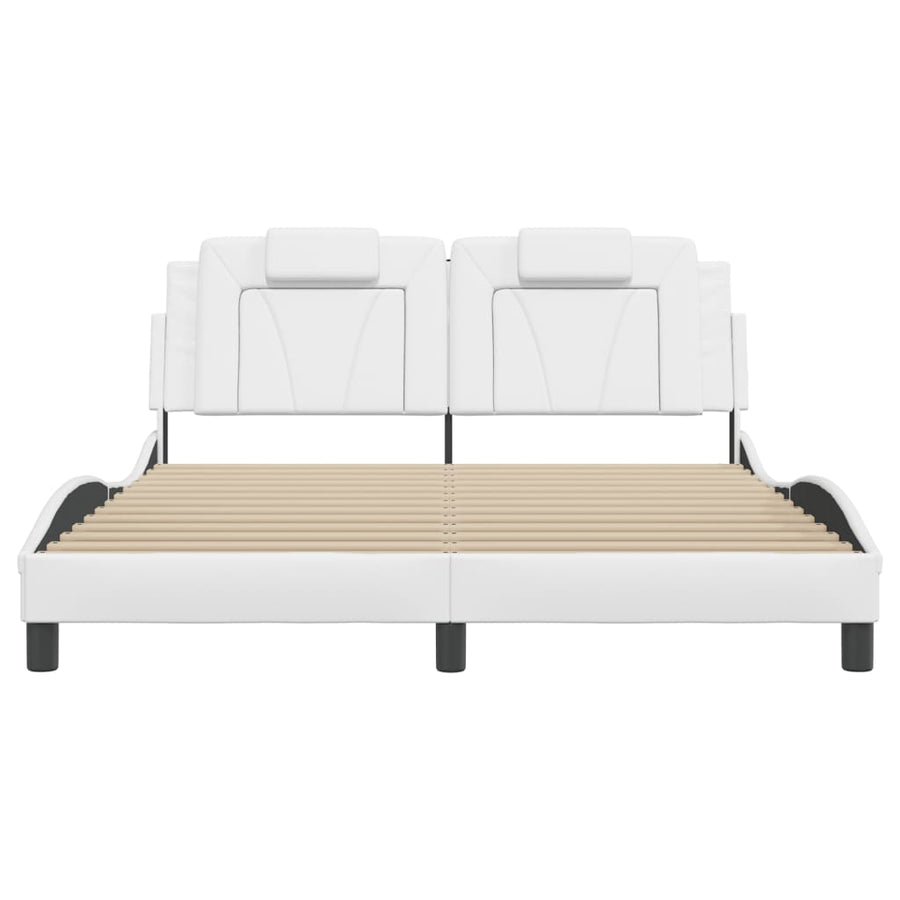 Bedframe met hoofdbord kunstleer wit 160x200 cm