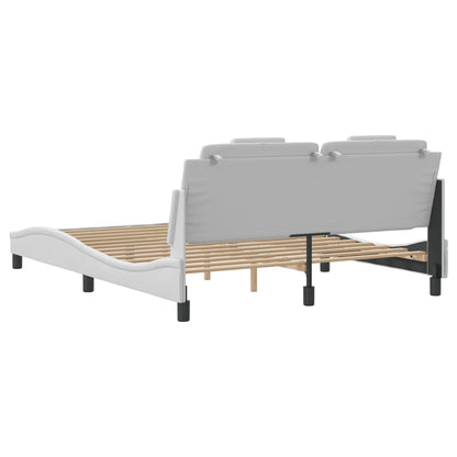 Bedframe met hoofdbord kunstleer wit 160x200 cm