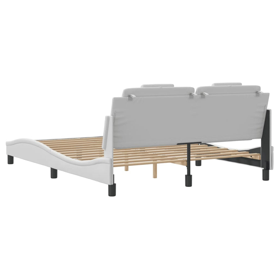 Bedframe met hoofdbord kunstleer wit 160x200 cm