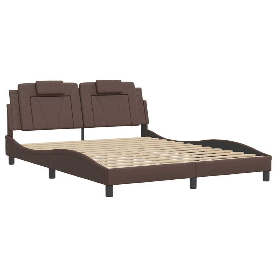 Bedframe met hoofdbord kunstleer bruin 160x200 cm