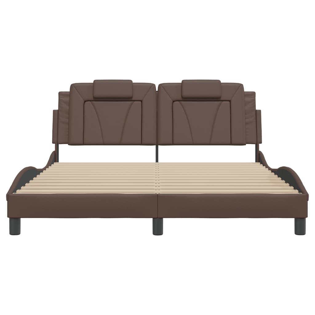 Bedframe met hoofdbord kunstleer bruin 160x200 cm