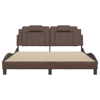 Bedframe met hoofdbord kunstleer bruin 160x200 cm