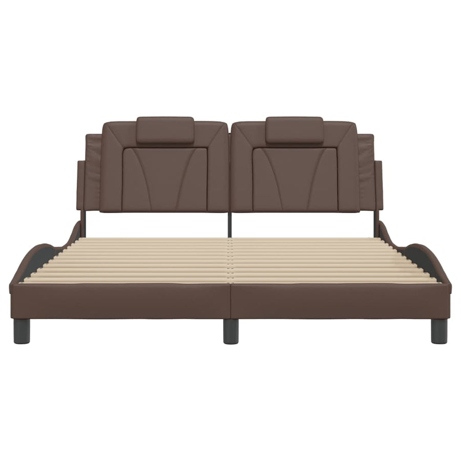 Bedframe met hoofdbord kunstleer bruin 160x200 cm