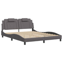 Bedframe met hoofdbord kunstleer grijs 160x200 cm