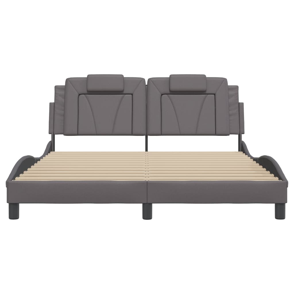 Bedframe met hoofdbord kunstleer grijs 160x200 cm
