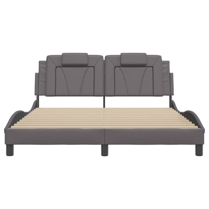 Bedframe met hoofdbord kunstleer grijs 160x200 cm