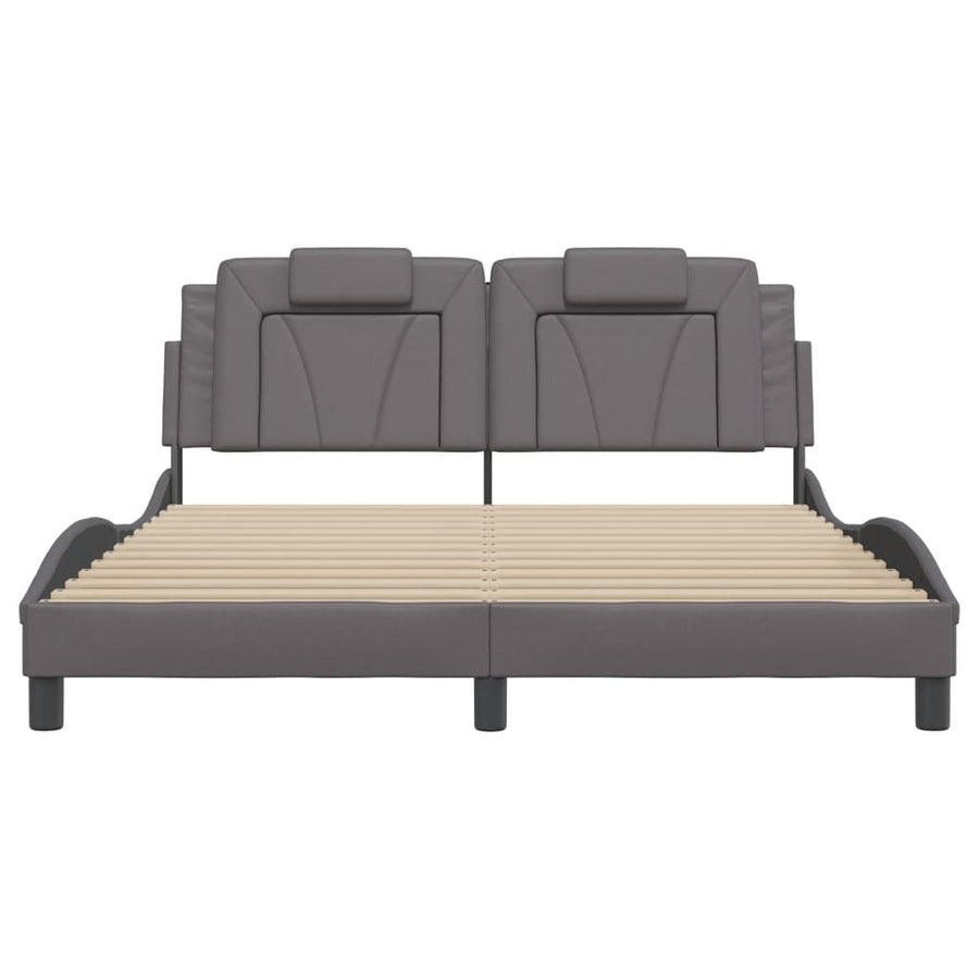 Bedframe met hoofdbord kunstleer grijs 160x200 cm