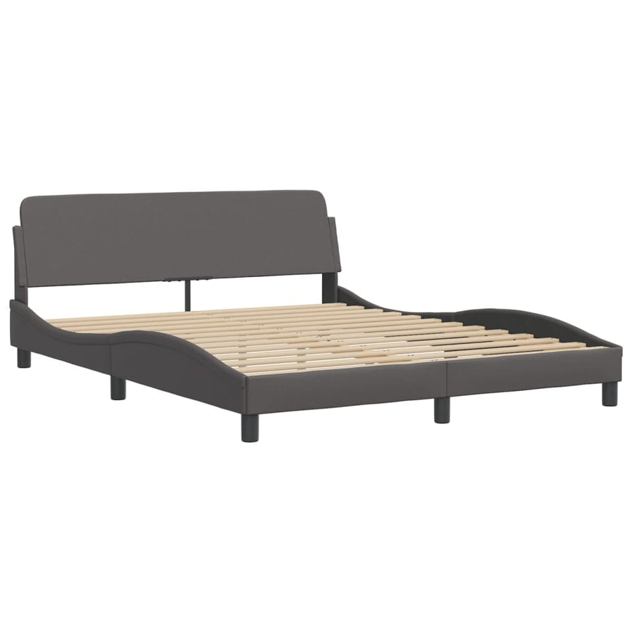 Bedframe met hoofdbord kunstleer grijs 160x200 cm