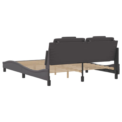 Bedframe met hoofdbord kunstleer grijs 160x200 cm