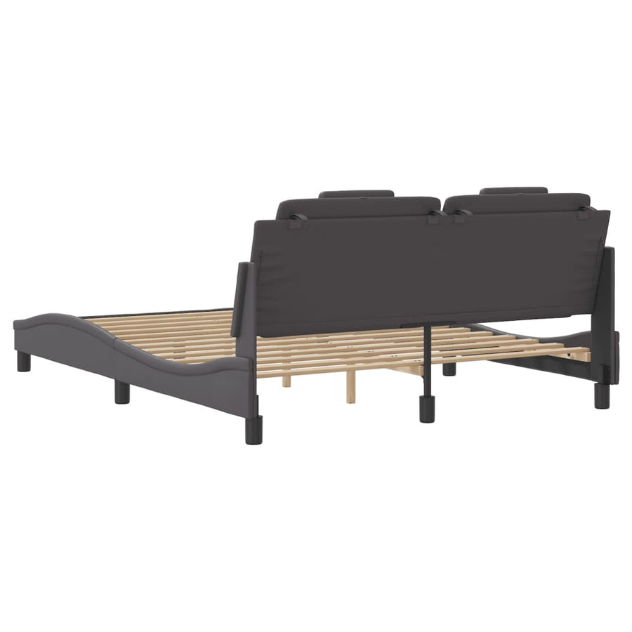 Bedframe met hoofdbord kunstleer grijs 160x200 cm